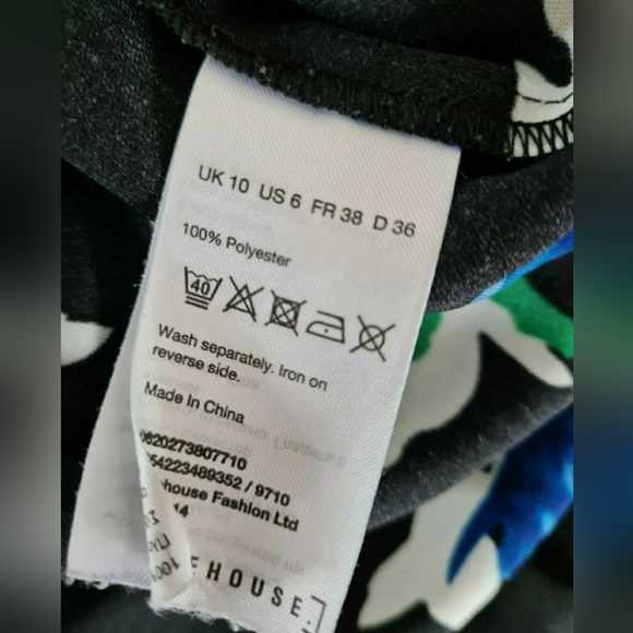 Warehouse black floral tunic dress size 10 3/4 sleeves patterned - Picture 7 of 7